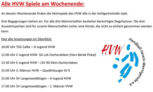 HVW Spiele am 21.03.15